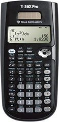 Texas Instruments - LCD Scientific Calculator - 3-3/8 x 7-1/4 Display Size, Black, Battery & Solar Powered, 9.7" Long x 6-1/2" Wide - Apex Tool & Supply