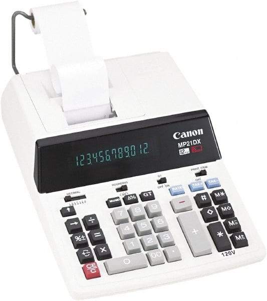 Canon - Fluorescent Printing Calculator - White, AC Powered, 12.2" Long x 9" Wide - Apex Tool & Supply