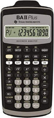 Texas Instruments - LCD Financial Calculator - 3 x 6 Display Size, Black, Battery Powered, 2.4" Long x 6-1/2" Wide - Apex Tool & Supply