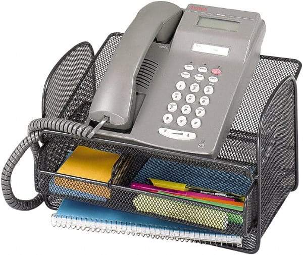 Safco - Black Desktop Telephone Stand - Steel, Mesh - Apex Tool & Supply