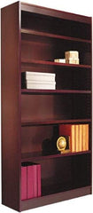 ALERA - 6 Shelf, 72" High x 35-5/8" Wide Bookcase - 11-1/2" Deep, Wood Veneer, Mahogany - Apex Tool & Supply