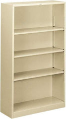 Hon - 4 Shelf, 59" High x 34-1/2" Wide Bookcase - 12-5/8" Deep, Steel, Putty - Apex Tool & Supply