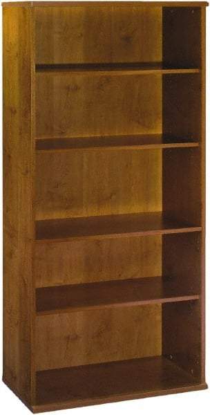 Bush Business Furniture - 5 Shelf, 72-7/8" High x 35-3/4" Wide Bookcase - 15-3/8" Deep, Laminate Over Wood, Natural Cherry - Apex Tool & Supply