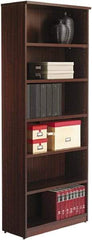 ALERA - 6 Shelf, 80-3/8" High x 31-3/4" Wide Bookcase - 14" Deep, Woodgrain Laminate, Mahogany - Apex Tool & Supply