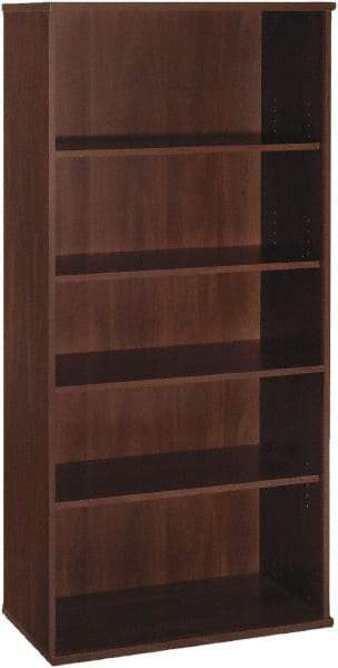Bush Business Furniture - 5 Shelf, 72-7/8" High x 35-5/8" Wide Bookcase - 15-3/8" Deep, Laminate Over Wood, Hansen Cherry - Apex Tool & Supply