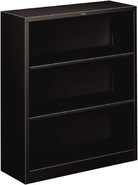 Hon - 3 Shelf, 41" High x 34-1/2" Wide Bookcase - 12-5/8" Deep, Steel, Black - Apex Tool & Supply