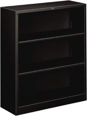 Hon - 3 Shelf, 41" High x 34-1/2" Wide Bookcase - 12-5/8" Deep, Steel, Black - Apex Tool & Supply