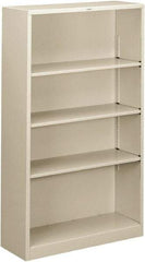 Hon - 4 Shelf, 59" High x 34-1/2" Wide Bookcase - 13-1/2" Deep, Steel, Light Gray - Apex Tool & Supply