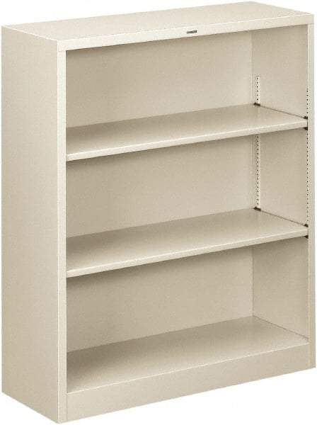 Hon - 3 Shelf, 41" High x 34-1/2" Wide Bookcase - 11-5/8" Deep, Steel, Light Gray - Apex Tool & Supply