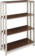 Linea Italia - 3 Shelf, 43-1/4" High x 31-1/2" Wide Bookcase - 11-1/2" Deep, Woodgrain Laminate, Mocha - Apex Tool & Supply