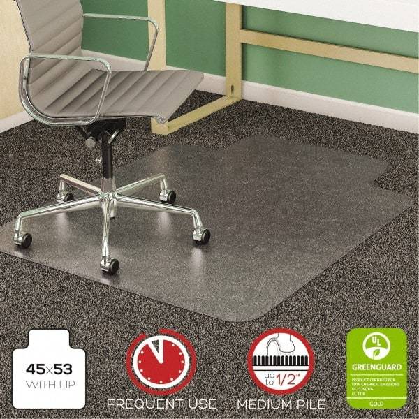 Deflect-o - 53" Long x 45" Wide, Chair Mat - Rectangular, Beveled Edge Style - Apex Tool & Supply