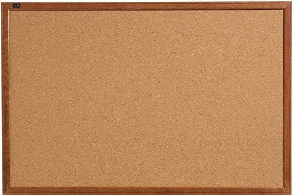 Quartet - 36" Wide x 24" High Open Cork Bulletin Board - Natural (Color) - Apex Tool & Supply