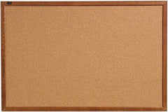 Quartet - 36" Wide x 24" High Open Cork Bulletin Board - Natural (Color) - Apex Tool & Supply