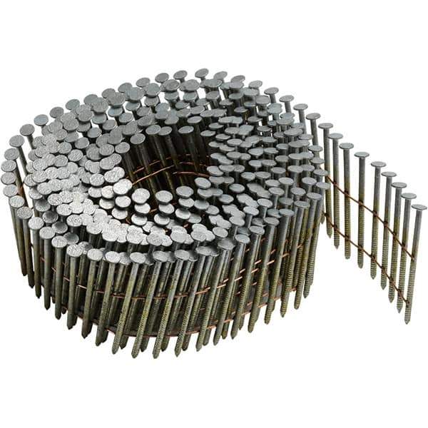 DeWALT - 14 Gauge 1-3/4" Long Siding Nails for Power Nailers - Steel, Galvanized Finish, Ring Shank, Coil Collation, Round Head, Blunt Diamond Point - Apex Tool & Supply