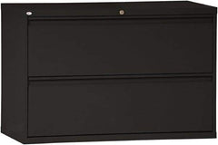 ALERA - 42" Wide x 28-3/8" High x 19-1/4" Deep, 2 Drawer Lateral File - Steel, Black - Apex Tool & Supply
