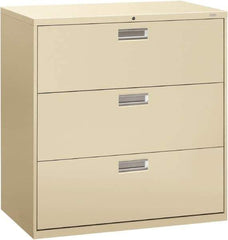 Hon - 42" Wide x 40-7/8" High x 19-1/4" Deep, 3 Drawer Lateral File - Steel, Putty - Apex Tool & Supply