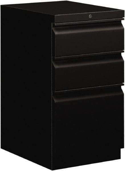 Hon - 15" Wide x 28" High x 19-7/8" Deep, 3 Drawer Pedestal - Steel, Black - Apex Tool & Supply