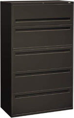 Hon - 42" Wide x 67" High x 19-1/4" Deep, 5 Drawer Roll-Out, Roll-Out Posting - Steel, Charcoal - Apex Tool & Supply