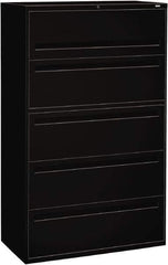 Hon - 42" Wide x 67" High x 19-1/4" Deep, 5 Drawer Roll-Out, Roll-Out Posting - Steel, Black - Apex Tool & Supply