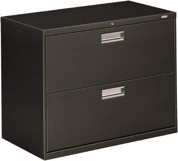 Hon - 36" Wide x 28-3/8" High x 19-1/4" Deep, 2 Drawer Lateral File - Steel, Charcoal - Apex Tool & Supply