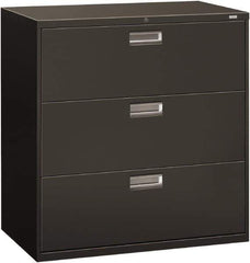 Hon - 42" Wide x 40-7/8" High x 19-1/4" Deep, 3 Drawer Lateral File - Steel, Charcoal - Apex Tool & Supply