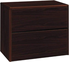 Hon - 36" Wide x 29-1/2" High x 20" Deep, 2 Drawer Lateral File - Laminate, Mahogany - Apex Tool & Supply