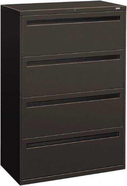 Hon - 36" Wide x 53-1/4" High x 19-1/4" Deep, 4 Drawer Lateral File - Steel, Charcoal - Apex Tool & Supply