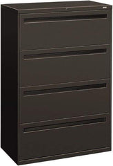 Hon - 36" Wide x 53-1/4" High x 19-1/4" Deep, 4 Drawer Lateral File - Steel, Charcoal - Apex Tool & Supply