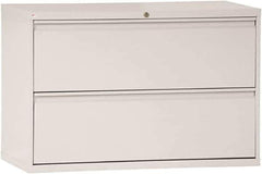 ALERA - 42" Wide x 28-3/8" High x 19-1/4" Deep, 2 Drawer Lateral File - Steel, Light Gray - Apex Tool & Supply