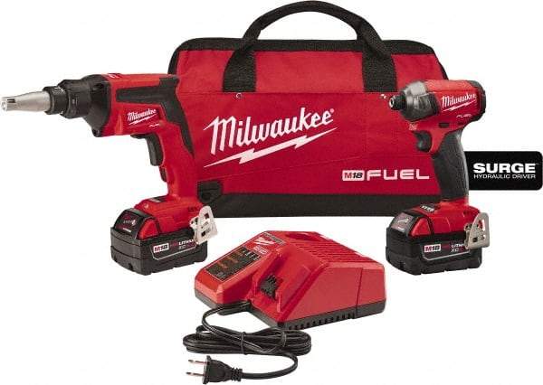 Milwaukee Tool - 18 Volt Cordless Tool Combination Kit - Includes Screwgun & Impact Driver, Lithium-Ion Battery Included - Apex Tool & Supply