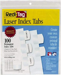 Redi-Tag - 1" 100 Tabs, Self-Adhesive, Index Tab - White - Apex Tool & Supply