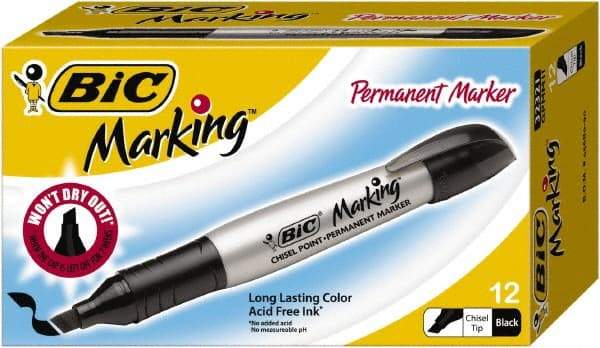Bic - Tuxedo Black Permanent Marker - Chisel Tip, AP Nontoxic Ink - Apex Tool & Supply