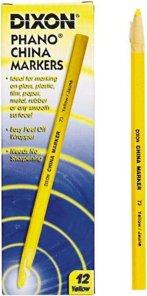 DIXON - Yellow China Marker - Soft Crayon Tip, Wax - Apex Tool & Supply