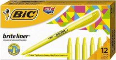Bic - Flouorescent Yellow Highlighter - Chisel Tip, Water Base Ink - Apex Tool & Supply