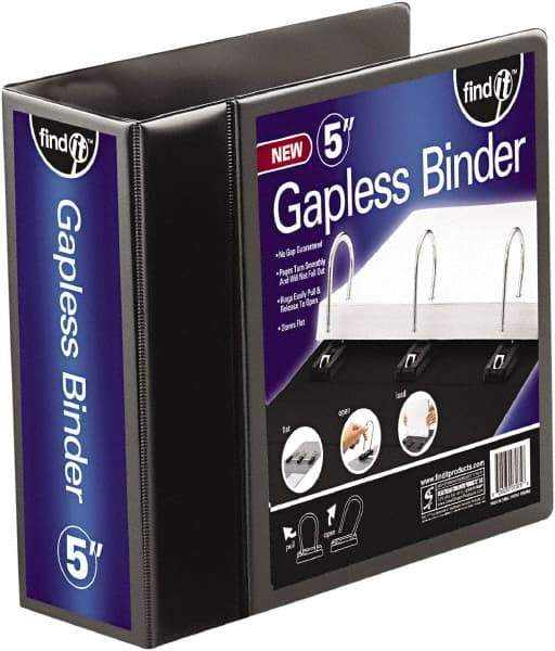 Find-It - 1,050 Sheet Capacity, 11 x 8-1/2", View Ring Binder - Vinyl, Black - Apex Tool & Supply