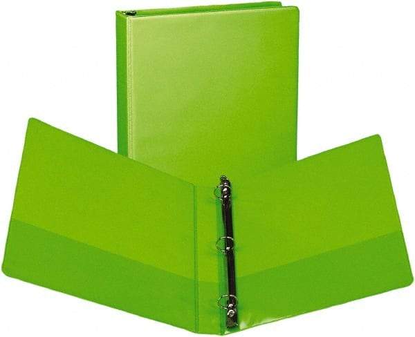 Samsill - 225 Sheet Capacity, 11 x 8-1/2", View Ring Binder - Vinyl Covered Chipboard, Lime - Apex Tool & Supply