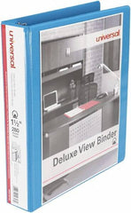 UNIVERSAL - 275 Sheet Capacity, 11 x 8-1/2", View Ring Binder - Polypropylene, Light Blue - Apex Tool & Supply