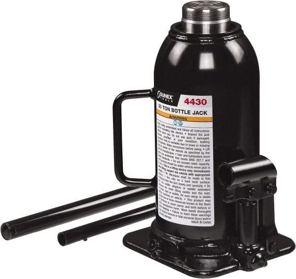 Sunex Tools - 30 Ton Capacity Bottle Jack - 10.8" to 17.3" High, 6.81" Long x 6." Wide Base - Apex Tool & Supply