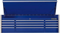 EXTREME TOOLS - 12 Drawer Top Tool Chest - 72" Wide x 25" Deep x 22-1/4" High, Steel, Blue - Apex Tool & Supply