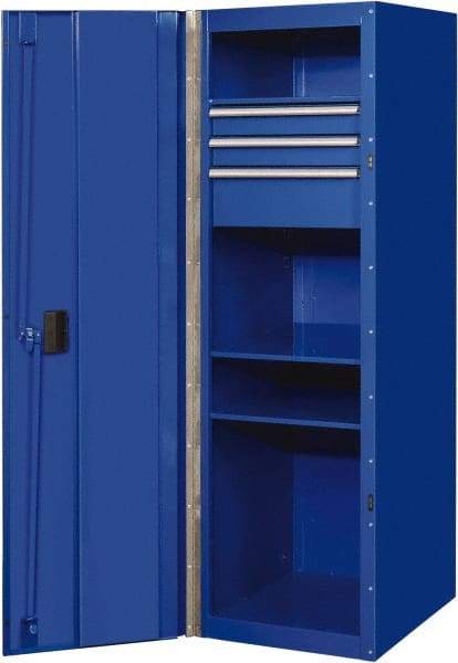 EXTREME TOOLS - 3 Drawer Side Tool Locker - 19" Wide x 61" Deep x 25" High, Steel/Aluminum, Blue - Apex Tool & Supply