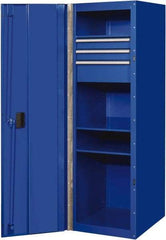 EXTREME TOOLS - 3 Drawer Side Tool Locker - 19" Wide x 61" Deep x 25" High, Steel/Aluminum, Blue - Apex Tool & Supply