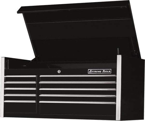 EXTREME TOOLS - 10 Drawer Top Tool Chest - 55" Wide x 30" Deep x 26-3/8" High, Steel, Black - Apex Tool & Supply