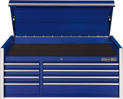EXTREME TOOLS - 8 Drawer Top Tool Chest - 54-5/8" Wide x 25" Deep x 22-1/4" High, Steel, Blue - Apex Tool & Supply
