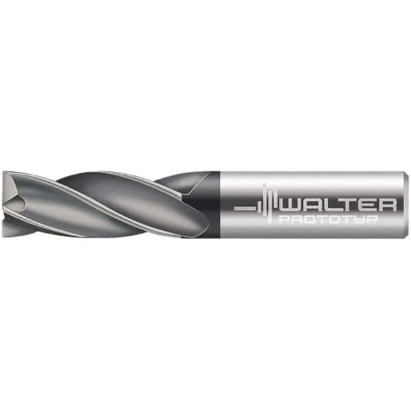 Walter-Prototyp - 12.7mm, 25mm LOC, 12.7mm Shank Diam, 88.9mm OAL, 4 Flute, Solid Carbide Square End Mill - TiAlN Finish, 30° Helix, Right Hand Cut, Right Hand Flute, Series MC111.A-4-D - Apex Tool & Supply