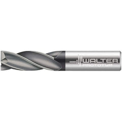 Walter-Prototyp - 12.7mm, 25mm LOC, 12.7mm Shank Diam, 88.9mm OAL, 4 Flute, Solid Carbide Square End Mill - TiAlN Finish, 30° Helix, Right Hand Cut, Right Hand Flute, Series MC111.A-4-D - Apex Tool & Supply