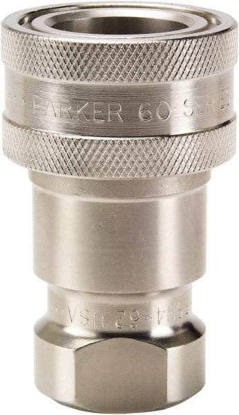 Parker - 1-5/16-12 SAE ORB 316 Stainless Steel Hydraulic Hose Female Straight Thread Coupler - 1,000 psi, 50 GPM, Series 60 - Apex Tool & Supply
