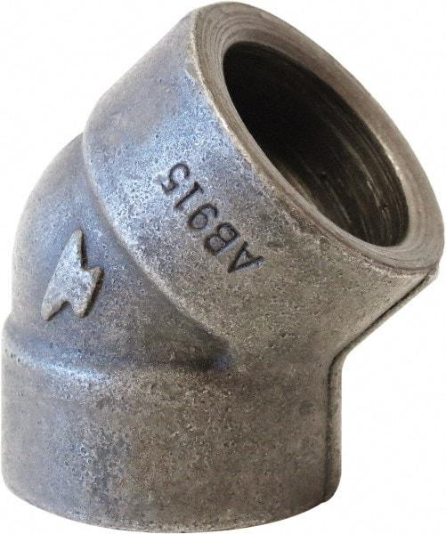 Made in USA - Size 4", Class 3,000, Steel Black Pipe 45° Elbow - 3,000 psi, Socket Weld End Connection - Apex Tool & Supply