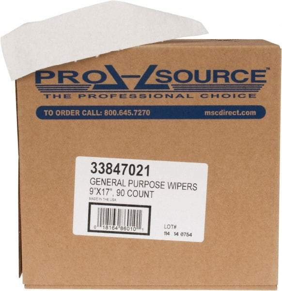 PRO-SOURCE - Dry General Purpose Wipes - Pop-Up, 17" x 9" Sheet Size, White - Apex Tool & Supply