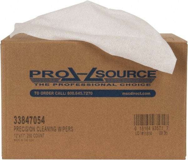 PRO-SOURCE - Dry Clean Room/Lab/Critical Task Wipes - Double Sided Box, 17" x 12" Sheet Size, White - Apex Tool & Supply