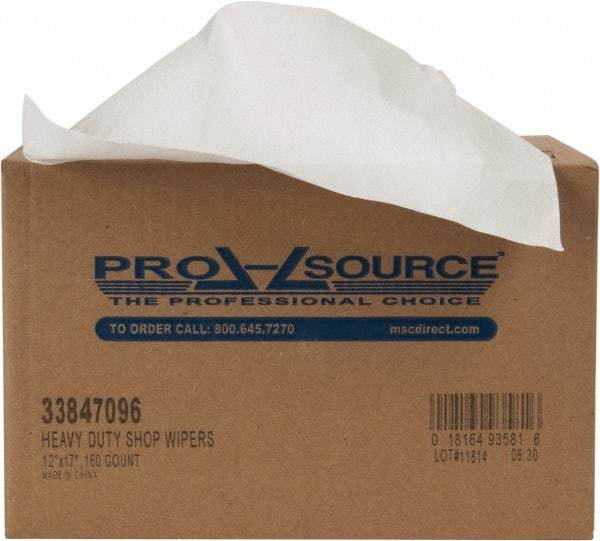 PRO-SOURCE - Dry Shop Towel/Industrial Wipes - Double Sided Box, 17" x 12" Sheet Size, White - Apex Tool & Supply